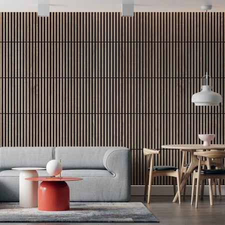 Acoustic Slats panel in square - OAK Grey - DecorMania.eu